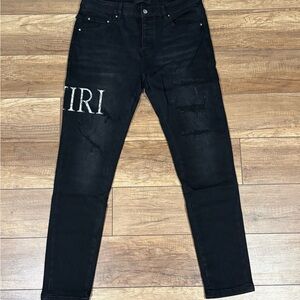 Amiri Mens Ripped Black Jeans W32